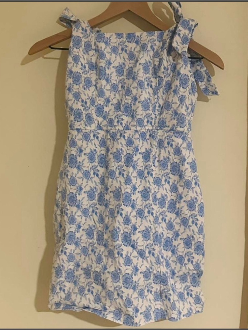 Blue and white floral mini dress